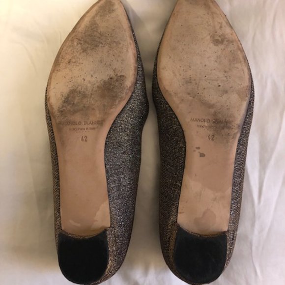 Sexy Bronze Flat Monolo Blahnik Noturno Fabric Hangisi - Picture 5 of 9